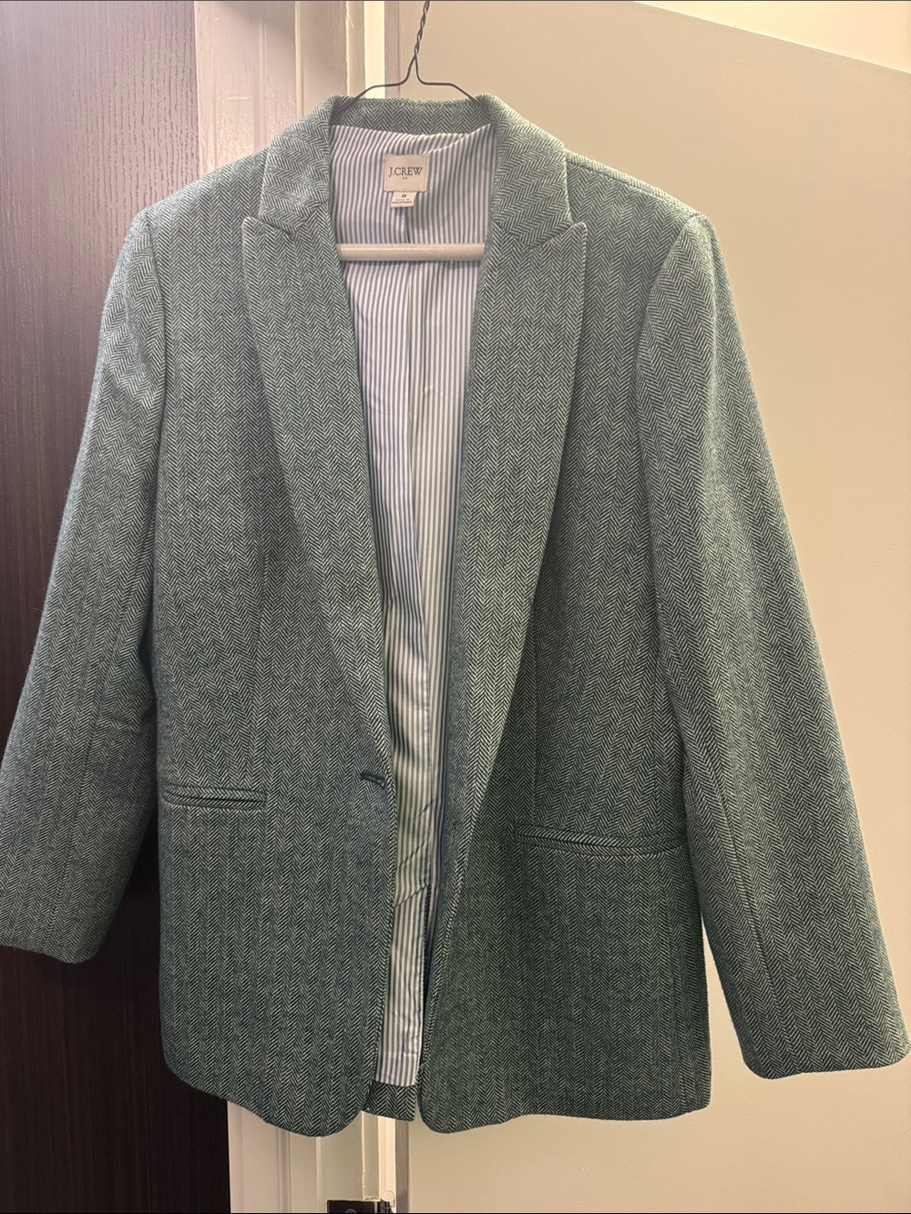 J. Crew Women's Teal Herringbone Blazer